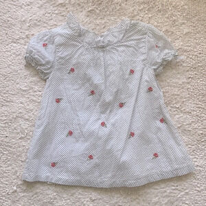 Janie and Jack size 4 polka dot embroidered pink rose  ruffle neck blouse